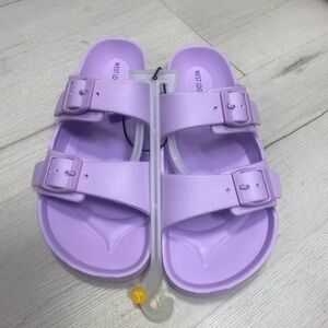 west loop Pastel Lavender Dual-Buckle Slide Sandals